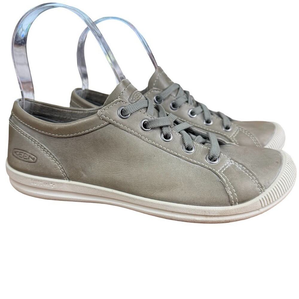 Keen Lorelai Sneakers Olive Green Leather Lace Up Sneakers Casual Shoes sz 6
